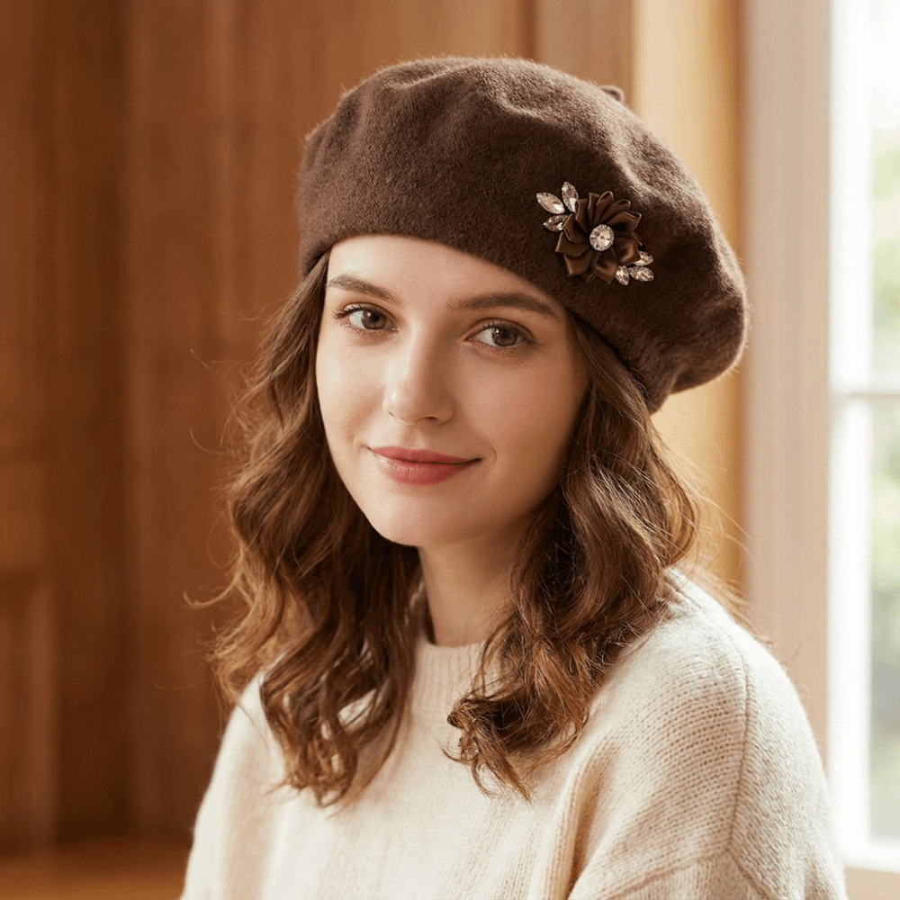 단색 울 베레모 크리스탈 장식 꽃무늬 라인스톤 프렌치  - Beret French Wool 리뷰 및 가격
