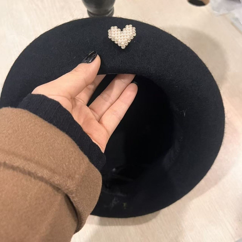 패션 따뜻한 겨울 울 베레모 하트 모양 단색 프랑스 아 - Beret French Wool 리뷰 및 가격